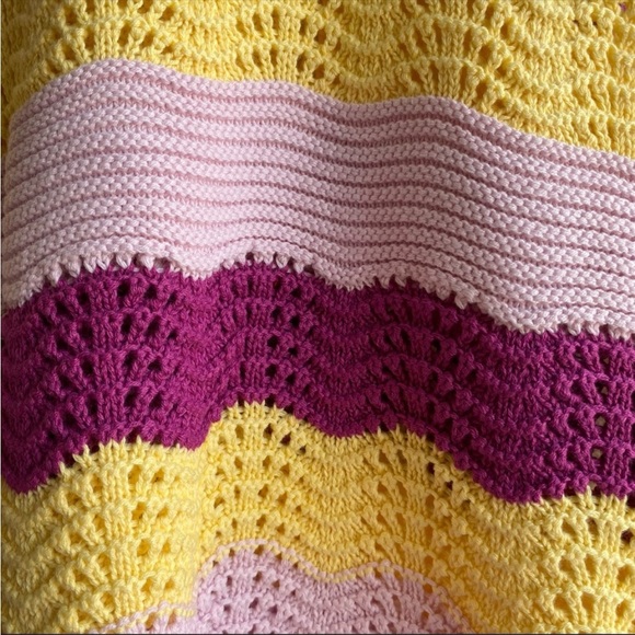 BCBG Pink & Yellow Striped Crocheted Knitted Halter Tank - Picture 3 of 4